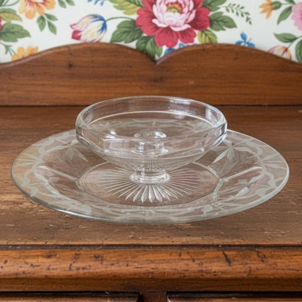 Heisey Silver Inlay Cheese & Cracker Serving Platter, Vintage Centerpiece Plate